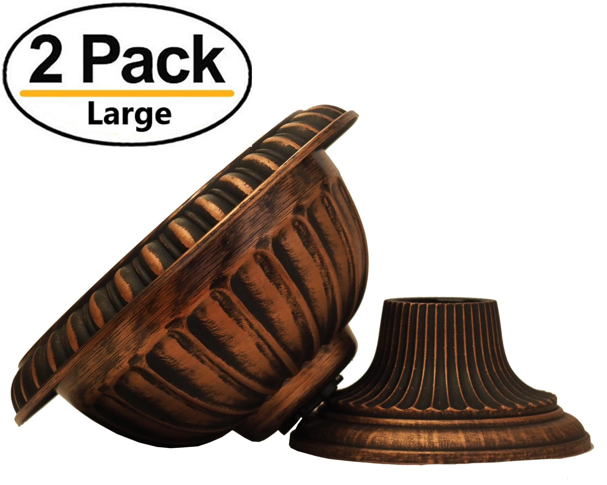 16" Round Plastic Planter Rustic Look (2 Count, Easy to Assemble) Flower Seedlings Nursery Pot / Urn with Wide Base for Garden Patio Office Ornaments Home Décor Long Lasting Reusable Lightweight