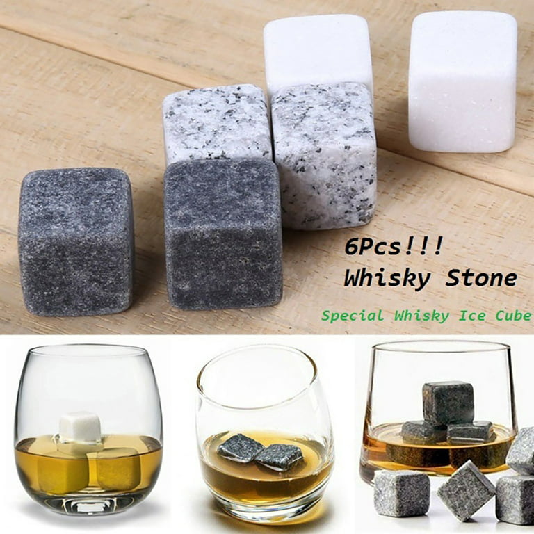 ZEAVAN Reusable 6Pcs Marble Cubes Whiskey Drinks Chilling Ice Stone Bar  Cocktail Accessories 
