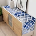 thumbnail image 4 of Blue Morocco Table Runner - 120 Inch Long, Kitchen Dining Table Runner Dresser Scarves, Vintage Graffiti Paint Art Boho Dappled Farmhouse Decor for Coffee Tables Wedding Party Banquet, 4 of 8