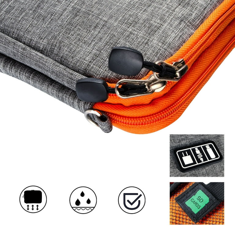 Insten Travel Electronic Case Organizer for Phone Accessories, Cable,  Charger, USB Drive, SD Card (Orange and Gray)