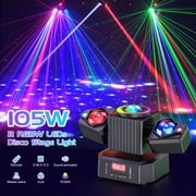 105W RGBW LED Moving Head Laser Light, DMX512 Disco Stage Lighting with Beam, Magic Ball, Laser Effects, 540° Rotation, Sound-Active & Remote Control for DJ, Parties, KTV