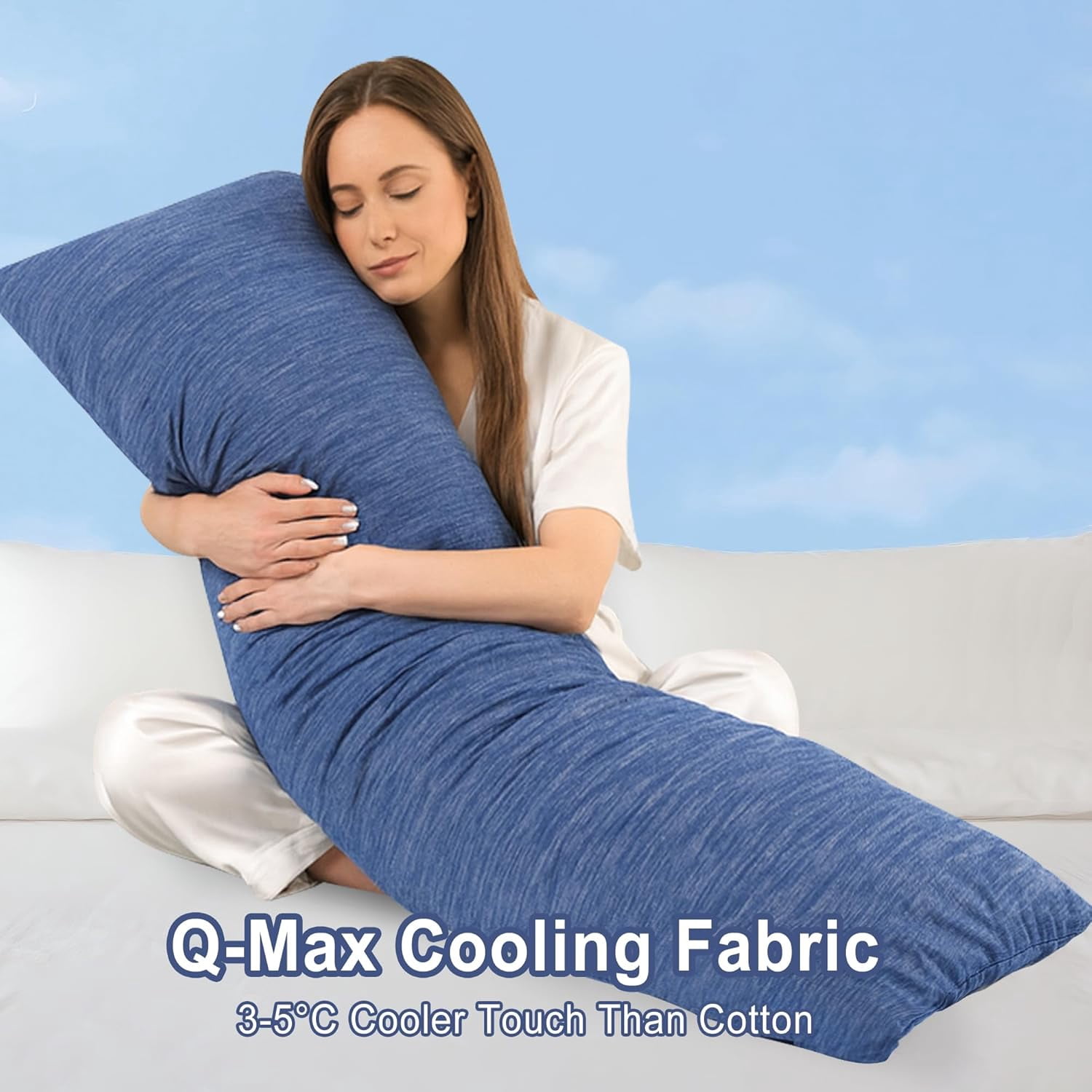 Memory Foam Body Pillow – Cooling Breathable & Supportive Full Length Pillow for Side Sleepers, Pregnancy, Leg & Back Pain Relief, 20x60 Inch Blue