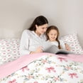 thumbnail image 6 of Homewish Cute Cartoon Bowknot Full Size Comforter Sets,Cute Flower Floral Bedding Comforter Set,White Pink Green Bedding Sets For Kids,Breathable Home Decor Reversible,3pcs, 6 of 9