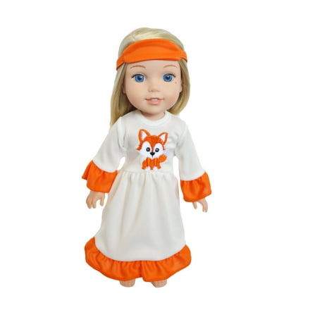 My Brittany's Fall Fox Nightgown with Sleep Mask for Wellie Wisher Dolls,Glitter Girl Dolls and Hearts for Hearts Dolls- 14 Inch Doll Clothes