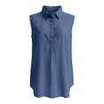 thumbnail image 5 of Endives Women's Linen Shirt Casual Summer Sleeveless Shirt for Women Button Down Collared Blouses Business Casual Shirt Work Shirt Tank Tops for Women Navy M, 5 of 5