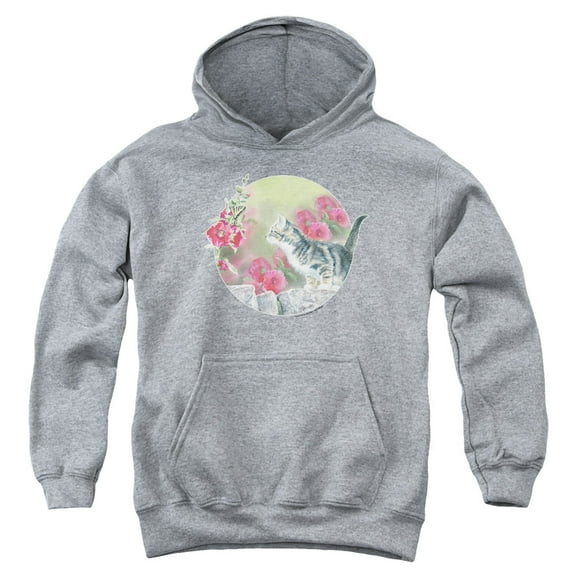 Wild Wings - Kitten Flowers - Youth Hooded Sweatshirt - X-Large