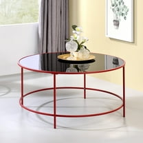 Furniture of America Drumm Glass Top Coffee Table, Red
