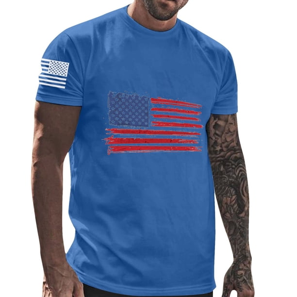 Mens Casual Pantalones Cortos Cuello Redondo Gradación Impresión Suéter Camiseta, Blusa Deportiva de Fitness para Hombres
