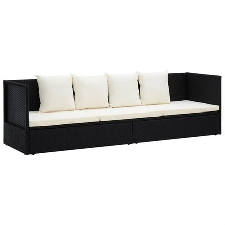 Casafoyer Outdoor Lounge Bed with Cushion & Pillows Poly Rattan Black
