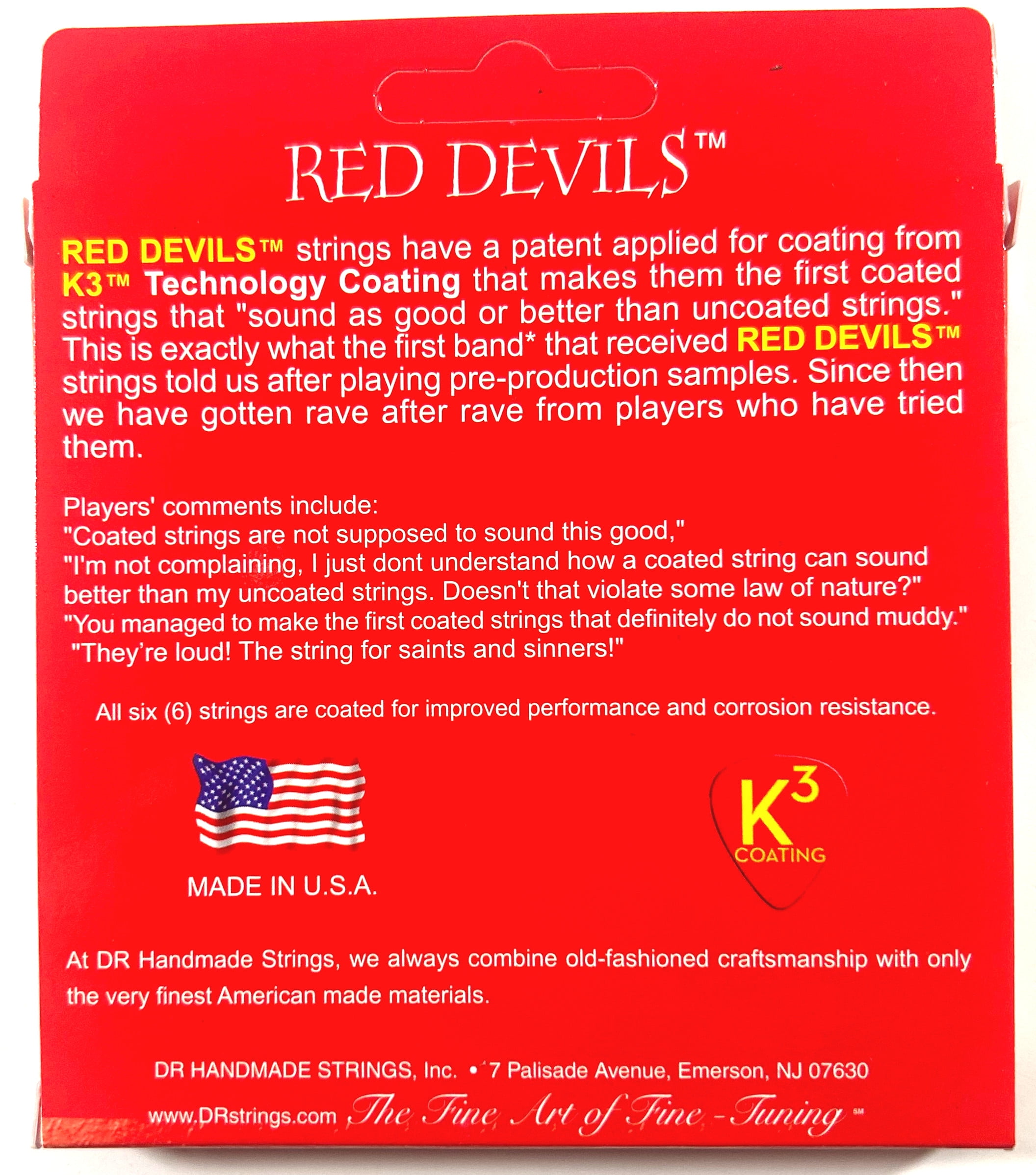 DR Guitar Strings Electric 3 Sets Red Devils K3 High Performance Coated 09-42