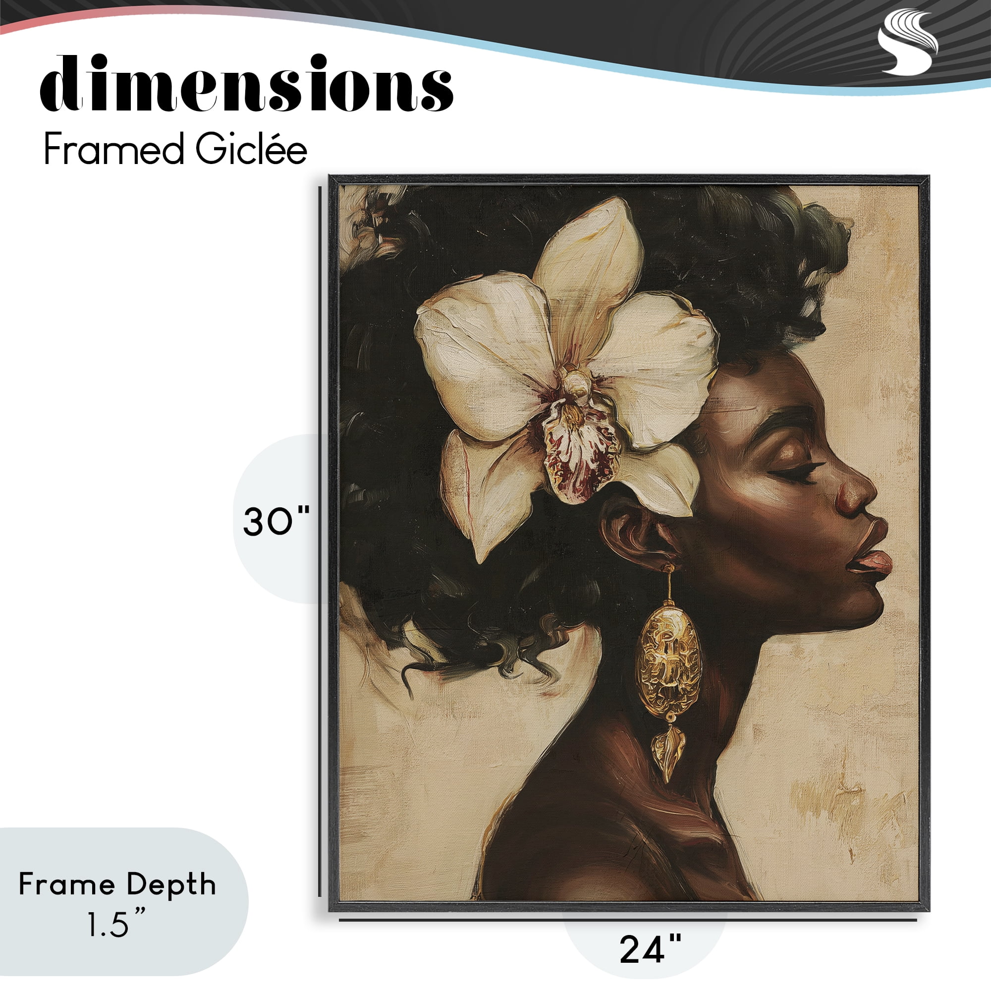 Stupell Industries Orchid Majesty Portrait Black Framed Giclee Art, design by Svetlana Aleynikova