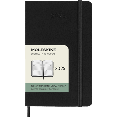 Moleskine Classic 12 Month 2025 Weekly Horizontal Planner, Hard Cover, Pocket (3.5" x 5.5"), Black, 144 Pages