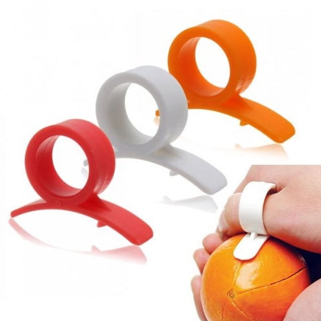 Pelador y rebanador de cítricos de plástico resistente con forma de anillo para naranjas y limones - Juego de 2 piezas (color aleatorio)