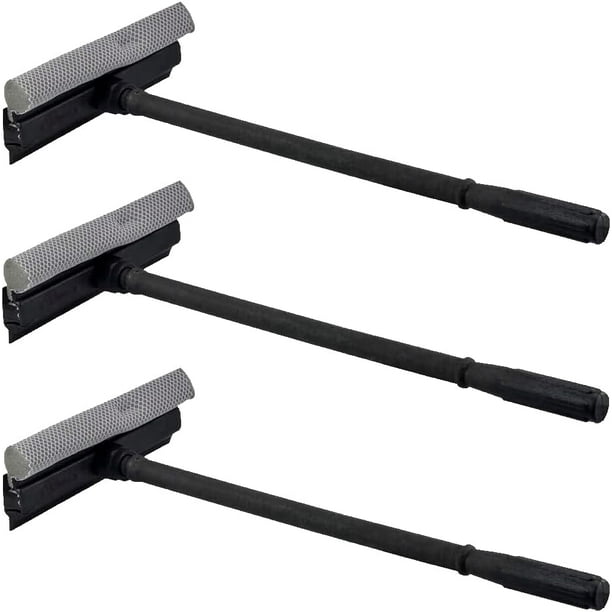 3 Jaladores Limpia Vidrios Escobilla profesional multiusos para ventanas Limpiador de ventanas 2 en 1 Goma y esponja de doble hoja lateral Poste telescópico de aluminio de 49X20 CM Karlen 14LIMPIA001SM-3
