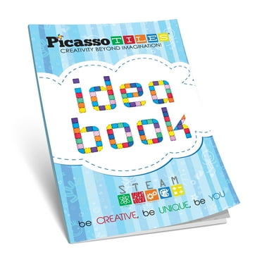 PICASSO-TILES Magnetic Tiles Book for Kids,Idea STEM Learning Educational Pad Booklet for Building Blocks Set