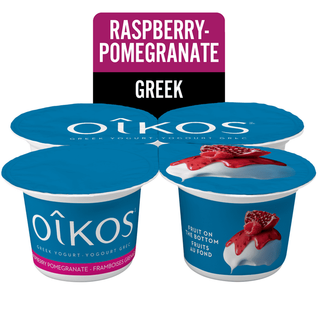 Oikos Greek Yogurt, Rasberry-Pomegranate, Fruit on the Botton, 2% M.F, 4x100g