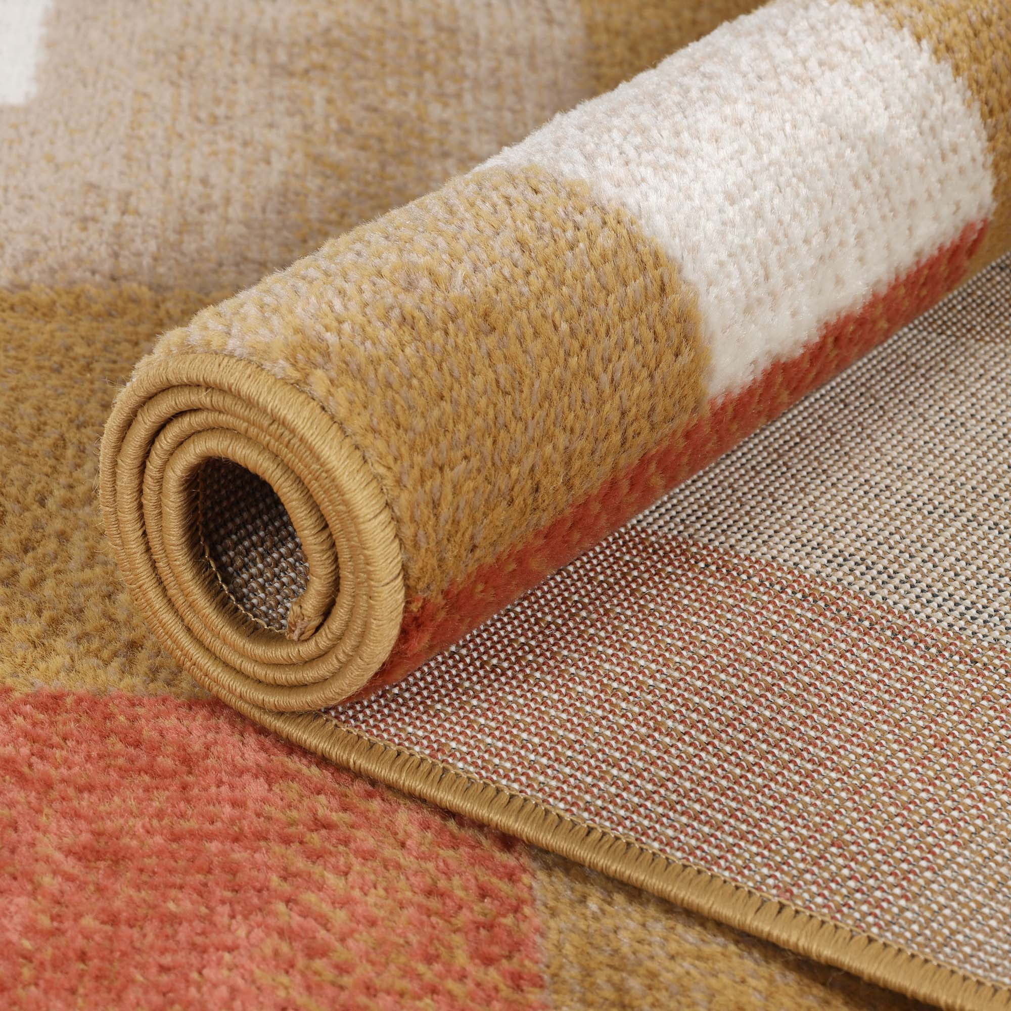 Superior Modern Geometric Fire Retardant and Anti-Static Indoor Area Rug, 5'x8', Ginger