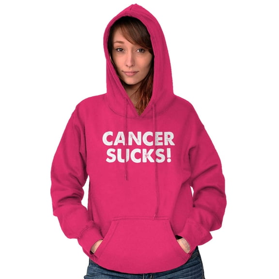 Cancer Sucks Breast Awareness Quote Hoodie Sweatshirt Women Brisco Brands S