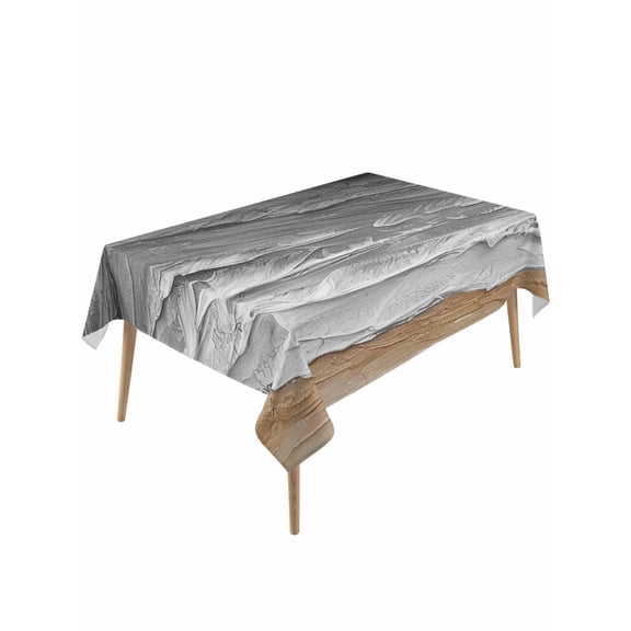 Grey Coastal Beach Table Cloth, Summer Nautical Oil Painting Waterproof Tablecloth for Rectangle Tables, Reusable Washable Fabric Table Cover for Restaurant Kitchen Dining Tables 60"x120"