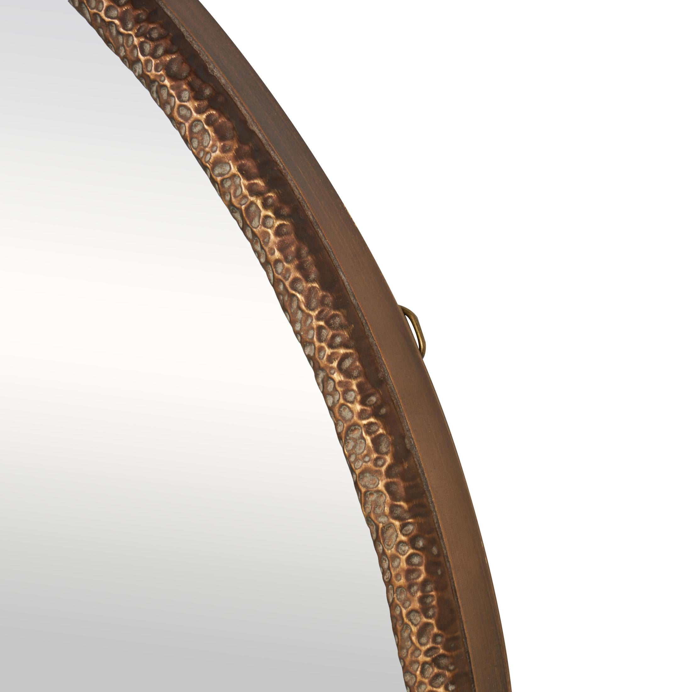 DecMode 34" x 34" Copper Weathered Spotted Wall Mirror with Hammered Texture