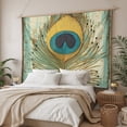 thumbnail image 3 of Teal Peacock Feathers Small Tapestry for Bedroom Wall Hanging Tapestry, Retro Abstract Art Watercolor Ceiling Backdrop Tapestries Poster Blanket Wall Decor for Teens Room Living Room Dorm 23" x 28", 3 of 8