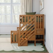 Twin Over Full Low Bunk With Staircase, Pecan