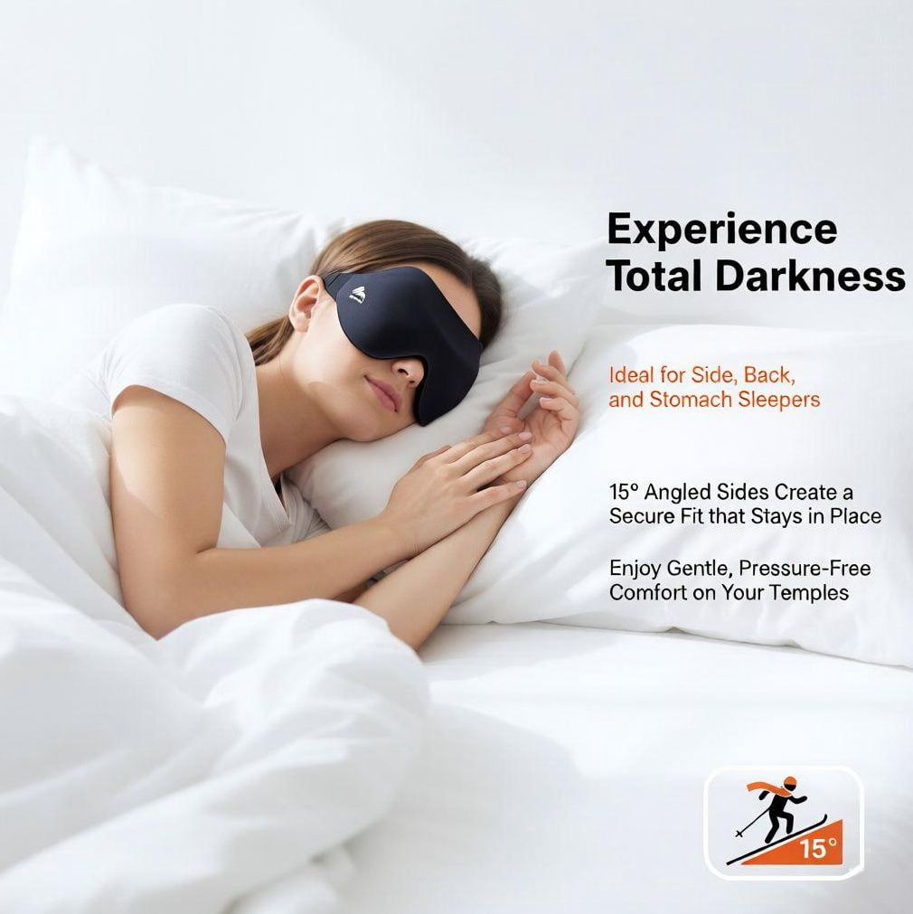 Eye Mask for Sleeping, Weighted Sleep Mask with Complete Blackout Coverage, Deep 3D Eye Cups, Soft Memory Foam Comfort, Full Coverage Strap for Side Sleep, Office Nap, Travel, for Women and Men