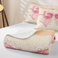 thumbnail image 4 of Erosebridal Pink Bowknot Pearl Twin Quilt Set for Girls, Vintage Ribbon Twin Coverlet Set, 2 Pieces, 4 of 7