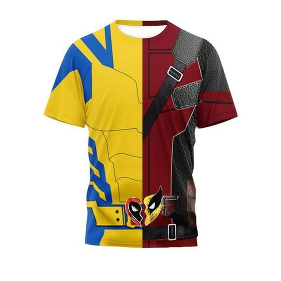 Deadpool Wolverine Cosplay T-shirt Superhero 3D Polyester Summer Unisex Wolverine Party Deadpool Short Sleeves Costume Halloween