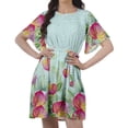 thumbnail image 5 of Moomaya Casual Summer Moss Georgette Bell Sleeves Womens Jewel Neck Sundresses, 5 of 6