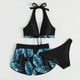 thumbnail image 4 of Traje de baño de 3 piezas con cintura alta y tirantes cruzados para mujer Fridja  nalpqowj51096, 4 of 5