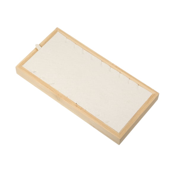 Vocoste Bamboo Wood Necklace Tray Stackable Storage Jewelry Tray for Necklaces Beige