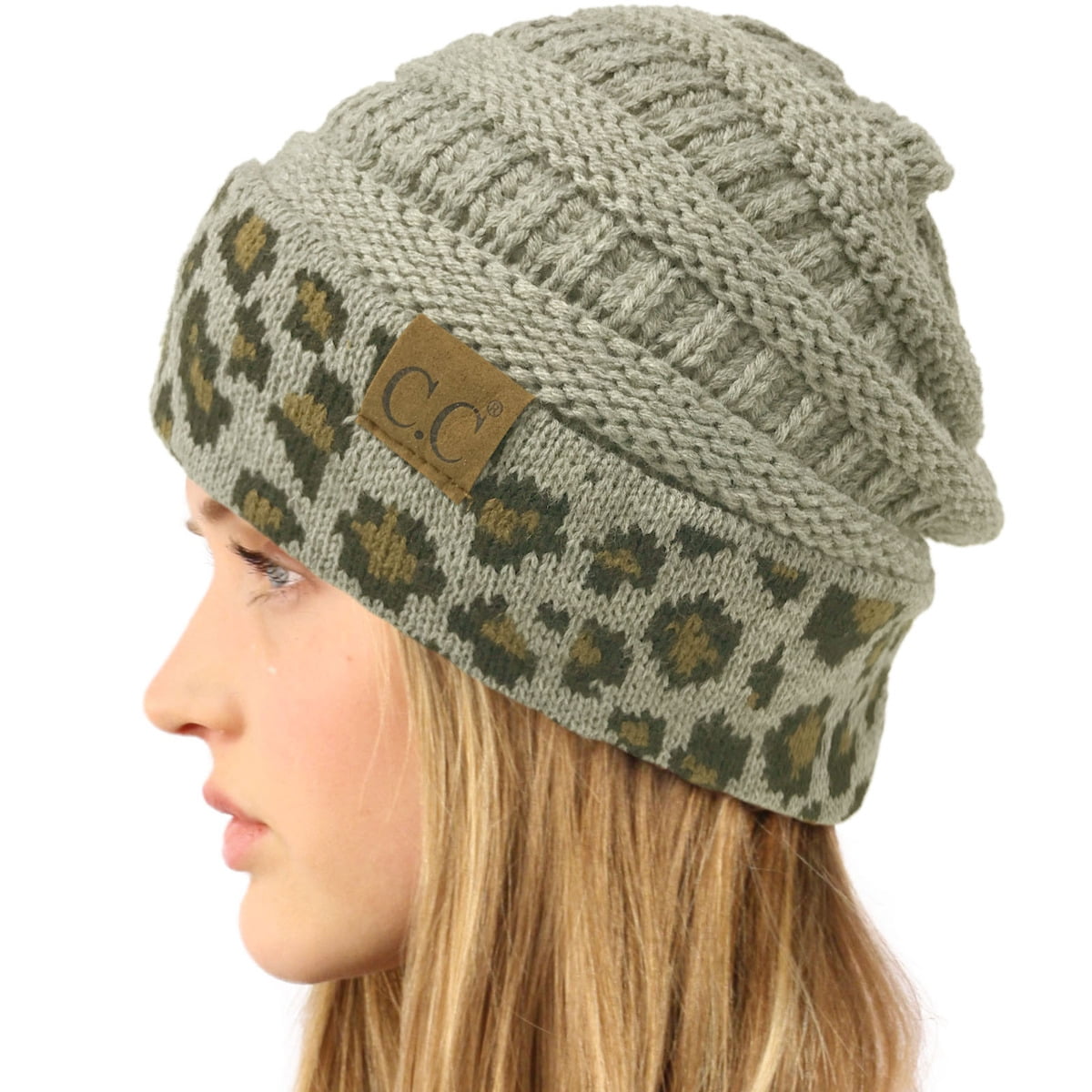 Stretchy Cable Knit Beanie Hat 