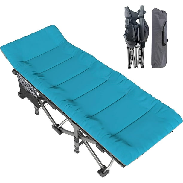 Folding Camping Cot W/Mat for Adults, Heavy Duty Outdoor Bed with Carry