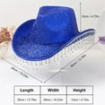 thumbnail image 4 of Uooqdmx Cowgirl Hat, Rhinestone Cowboy Hat, Western Hats for Women, Elegant Hat with Shiny Tassel Cowboy Hat Wide Brim Tassel Dating Hat, Womens Western Accessories, Blue 1 One Size, 4 of 9