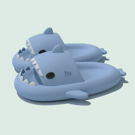 

QWZNDZGR Winter Furry Shark Slippers Gradient Warm Plush Slides Couple Home Shoes Household Waterproof Cartoon Indoor Thick Sole Slipper