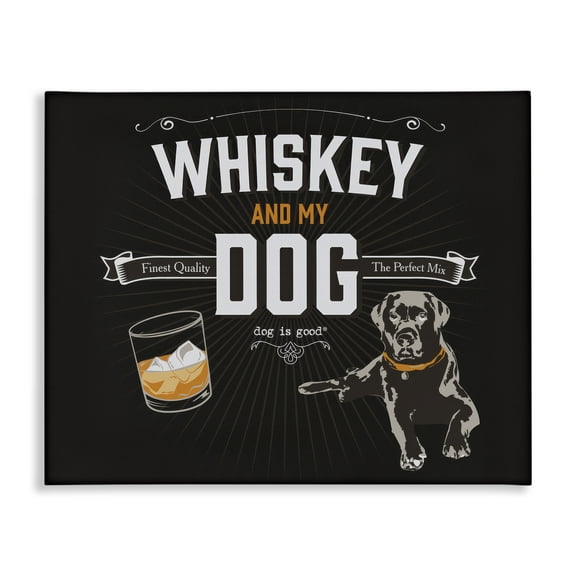 Stupell Industries Whiskey & My Dog Animals Painting Wrapped Canvas Art Print Wall Art, 20 x 16
