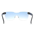 thumbnail image 2 of Panel Shield Lens Horned Rimless Large Sunglasses Black Blue, 2 of 4