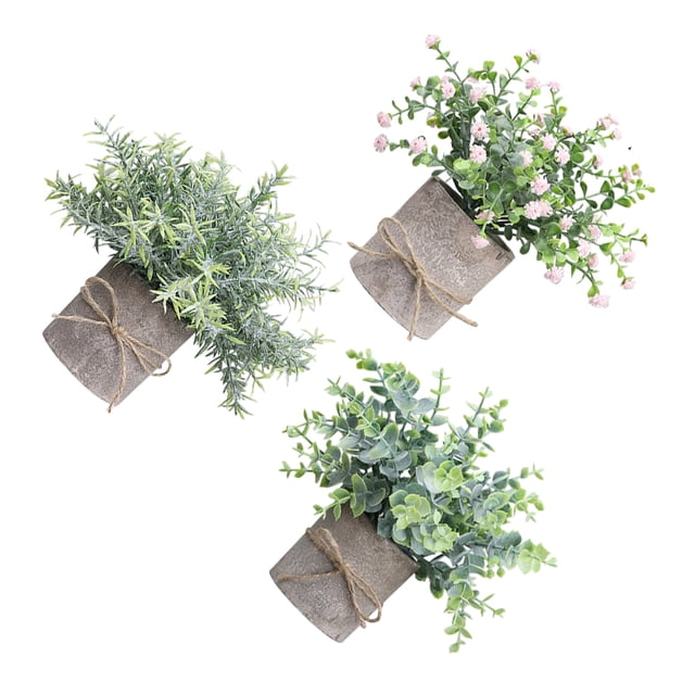 Wosthever 3 unids/set plantas verdes simuladas para decoración de escritorio añaden vitalidad al conjunto de bonsái artificiales del espacio Decoración TZ071Pulsador cilíndrico