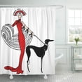 thumbnail image 1 of ABPHQTO Lady Woman Galgo Whippet Red Dog 1920S Vintage Erte Cortina de Ducha 160x180 cm, 1 of 1