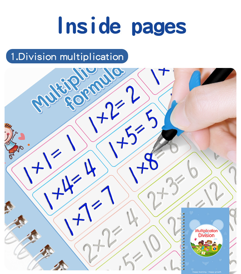 ERDOUY 5-Pack Reusable Grooved Handwriting Workbooks, Includes Pen & Refills for Learning Practice