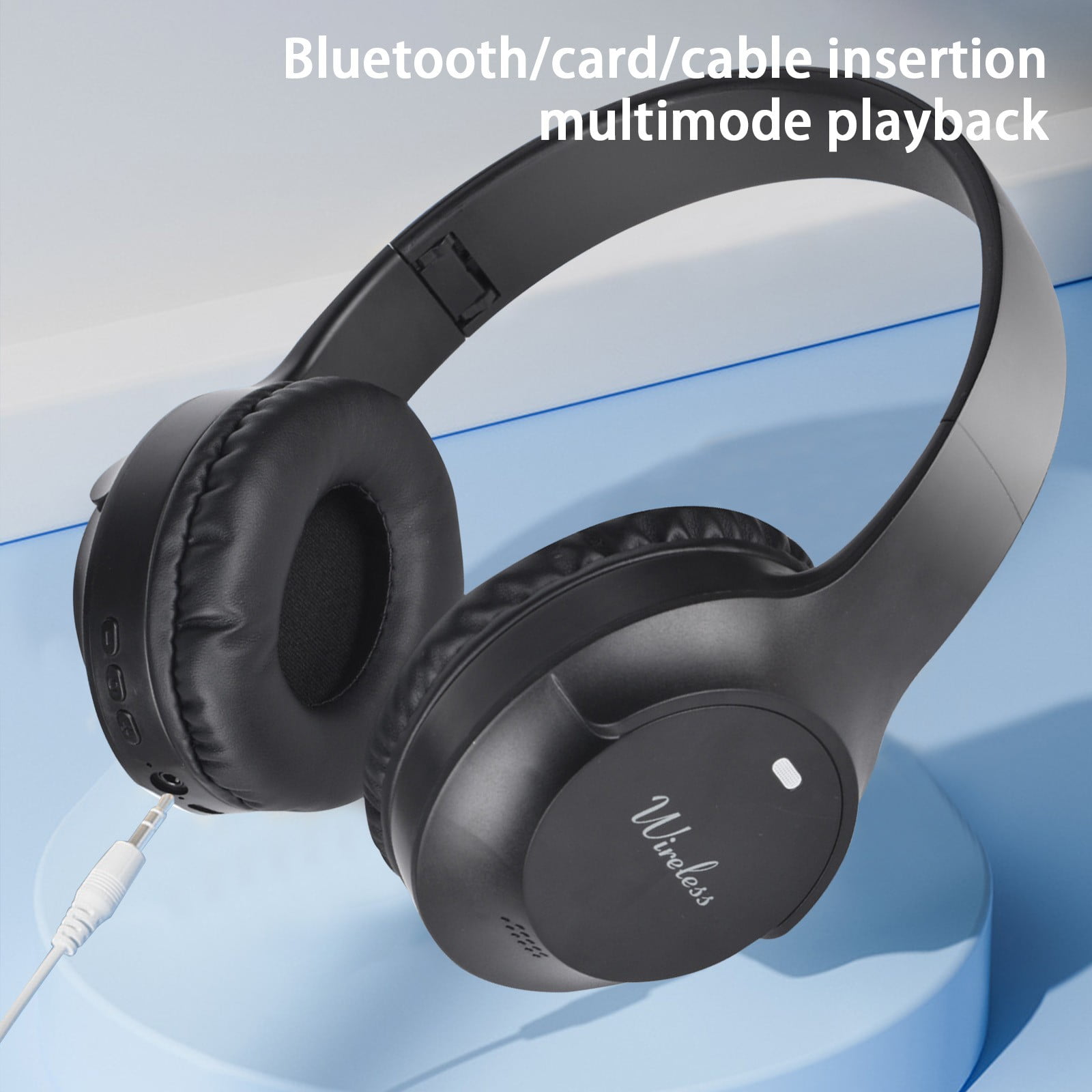 Wireless Headset with AI Noise Cancelling Microphone Bluetooth Headset - Bluetooth V5.2 Headphones with USB Dongle, Charging Base & Mic Mute for Computer/Laptop/PC/iPhone/Android/Cell Phones(Black)