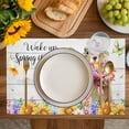 thumbnail image 4 of Spring Groundhog Placemats Set of 4, Watercolor Sunflower Botanical Vintage Placemats for Dining Table, Place Mats for Kitchen Tabletop, Waterproof Wipeable Dining Table Mats Set, 4 of 9