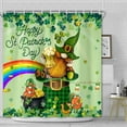 thumbnail image 6 of Happy St Patrick''s Day Shower Curtain, Cute Irish Gnome Truck Bathroom Accessories with Green Clover Shamrocks Design, St Patricks Decor Cloth Fabric Bathroom Curtains with Hooks 72 x 72 Inch, 6 of 6