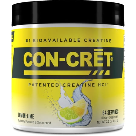 CON-CRET Patented Creatine HCl Lemon Lime Flavored Powder  Stimulant-free workout supplement for Energy  Strength  and Endurance  64 Servings
