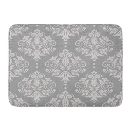Modern Lace Damask LADDKE Gray Pattern Damask Silver Floral Victorian Modern Lace Baby Doormat Floor Rug Bath Mat 23.6x15.7 inch ()