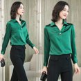 thumbnail image 4 of 2022 Seda auténtica 92% de alta calidad para mujer, blusas y camisas de manga larga con cuello en V, ropa de oficina para mujer, 4 of 5