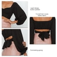 thumbnail image 2 of Puff Sleeve Tie Back Crop Blouse, Fashion Skin Friendly Square Neck All Match Cute Off Shoulder Wrap Crop Top  For Date Work Home Type 1,Type 2,Type 3,Type 4, 2 of 6