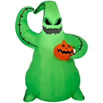 Gemmy Airblown Inflatable Green Oogie Boogie Holding Pumpkin Disney , 3.5 ft Tall, Multicolored
