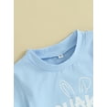 thumbnail image 6 of FEORJGP Toddler Boys Easter Outfits Infant 0-3Y Short Sleeve T-Shirts Crew Neck Shirt Bunny Ear Letter Print Tops and Elastic Waist Shorts Baby Boy 2Pcs Loose Casual Clothes Set, 6 of 9